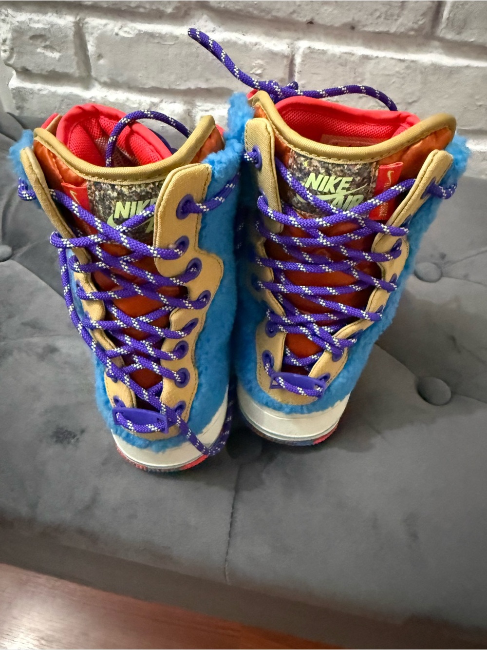 Nike Multicolor Fuzzy High-Top Sneakers — Blue, Orange, Red, Purple, Gold - Picture 2 of 4